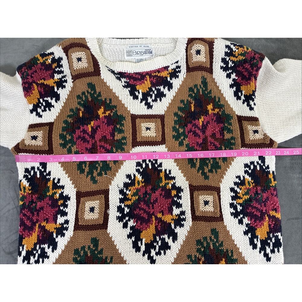 Vintage Chrysantheme Women’s Size 18/20 Knitted By Hand Grandma Core Sweater - Picture 4 of 15